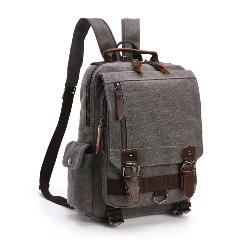 Leather Canvas Spring City Simple Offload Men's Chest Bag