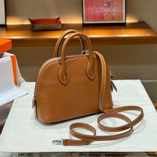 Women's Mini Sheepskin Shell Portable Bowling Leather Women's Messenger Bag