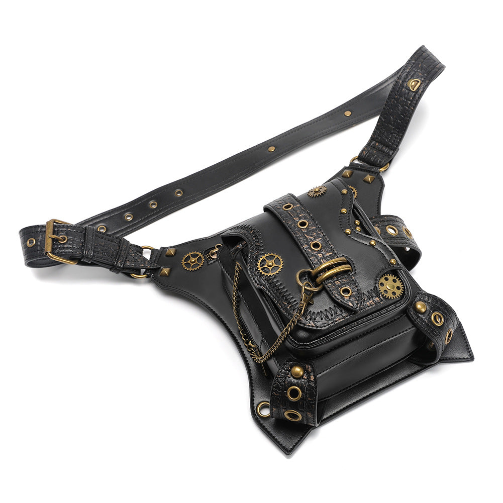 Women's & Men's Punk Style Motorcycle Chain Niche Vintage Women's Chest Bag, Fanny Pack