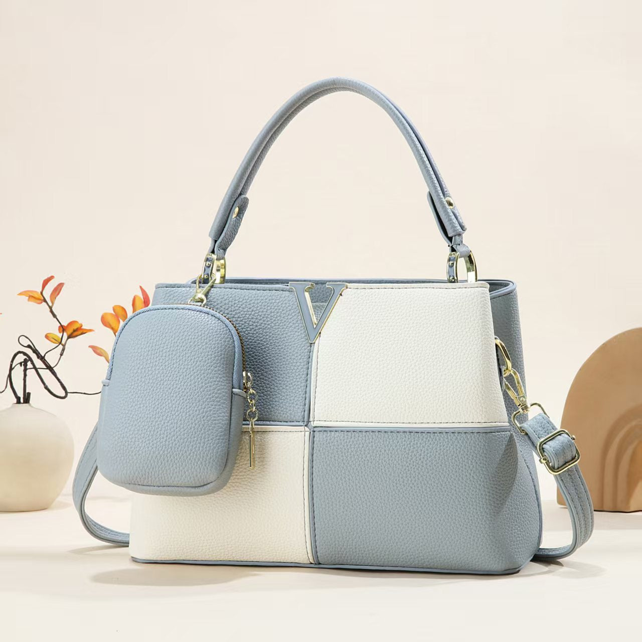 Women's Elegant Fashion Commuter Portable Color Contrast Patchwork Women's Handbag