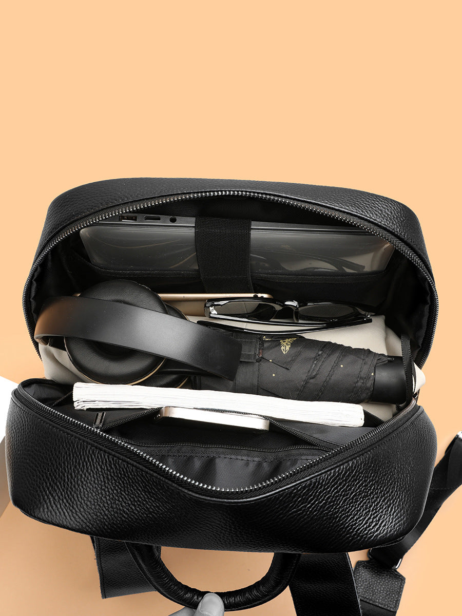 Women's & Men's First Layer Leather Genuine Trip Commuter Business Backpack