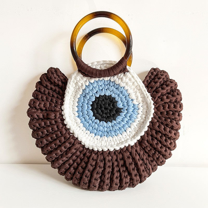 Thread Woven Large Capacity Big Eye Monster Vacation Beach Women's Handbag