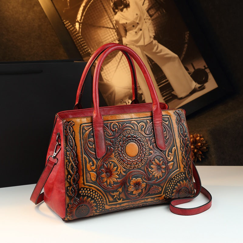 Women's Genuine Leather Mom Simple Versatile Large Women's Handbag