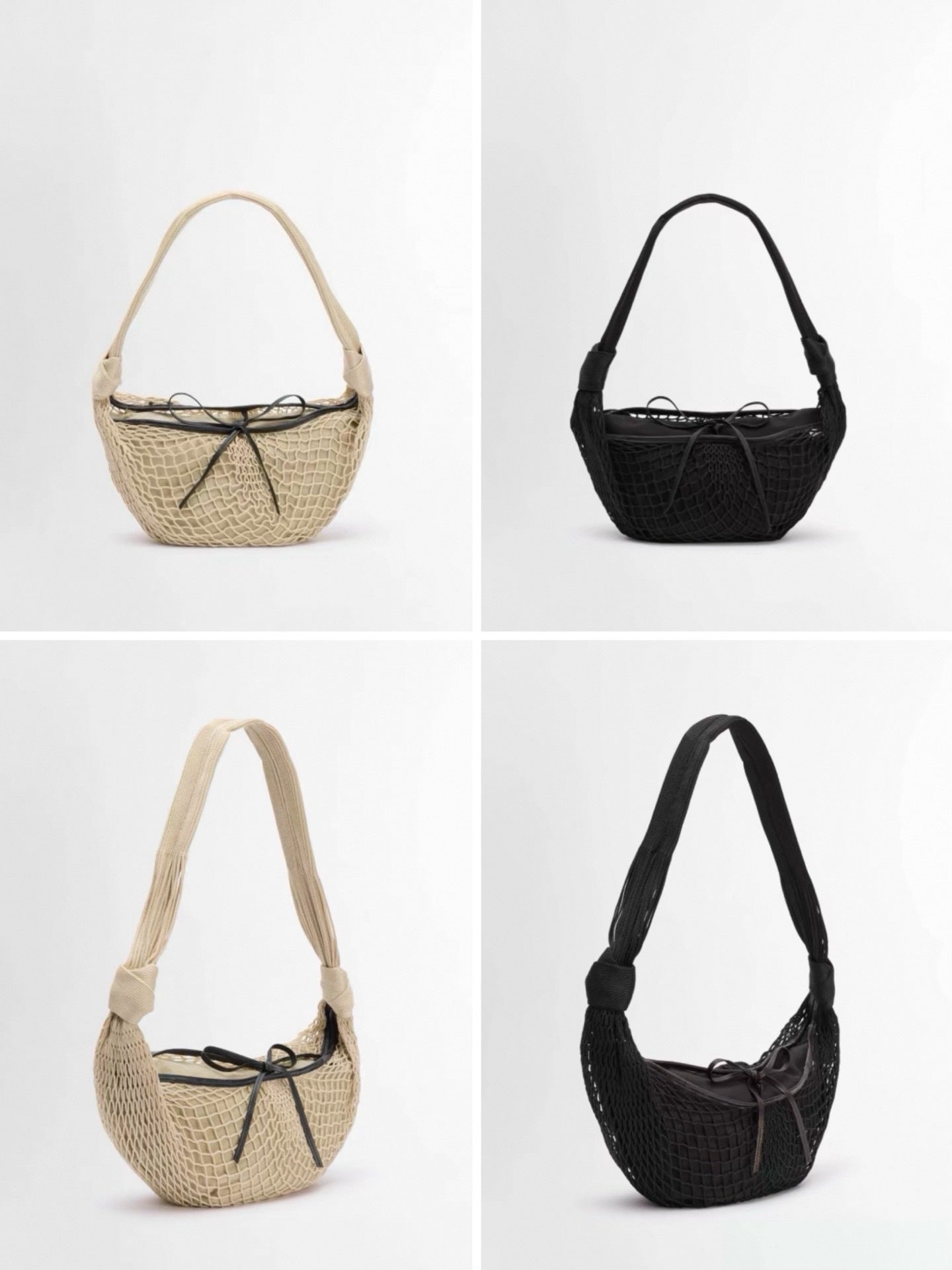 Charming Fashion Croissant Net Removable Hand-woven Women's Leather Bag