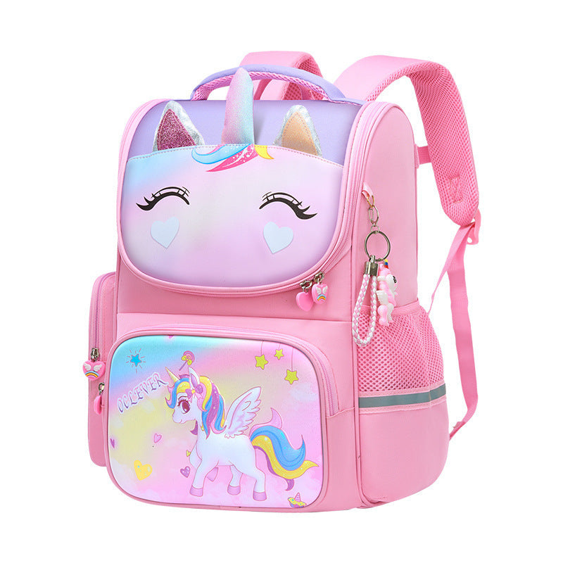 Children's Cartoon Unicorn Large Capacity Burden Reduction Primary School Bag