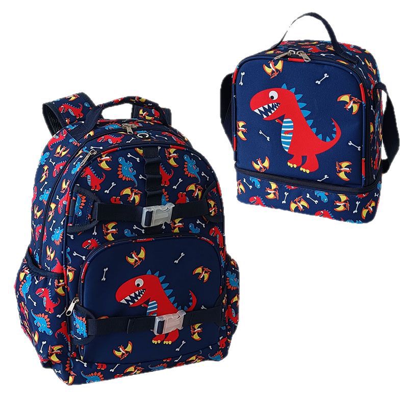 Dinosaur Cartoon Spine Protection Boys Large Capacity Lightweight Two-piece Set Primary School Bag