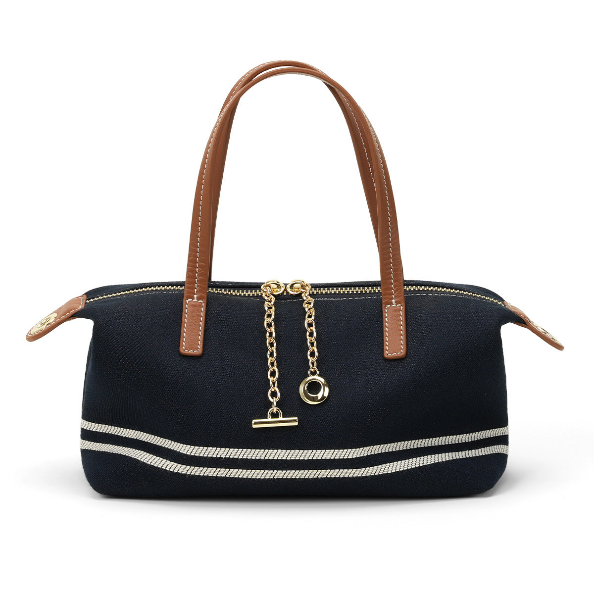 Denim With Cowhide Dumpling Commute Leisure Tote Bags