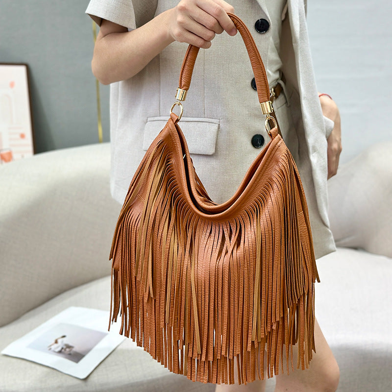 Women's Trendy Simple Big Fashion Tassel Large Capacity Women's Messenger Bag