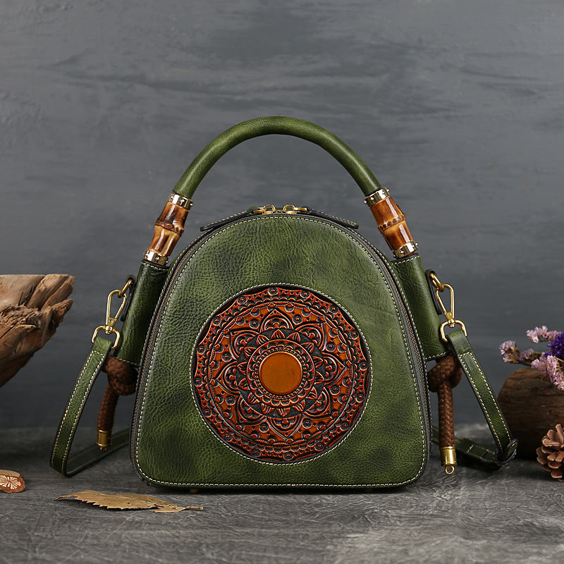 Women's Genuine Leather Vintage Chinese Style Top Layer Women's Shoulder Bag
