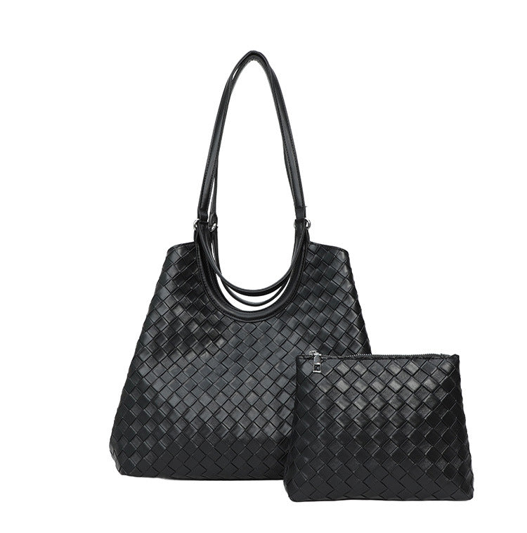 Fashion Portable Vegetable Basket Large Capacity Urban Simple Woven Pattern Bags