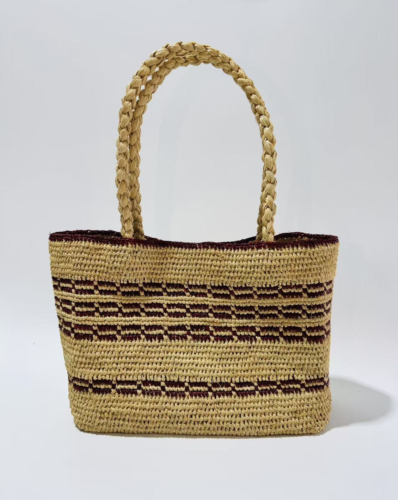 Raffia Hand-woven French Retro Portable Holiday Small Square Bags