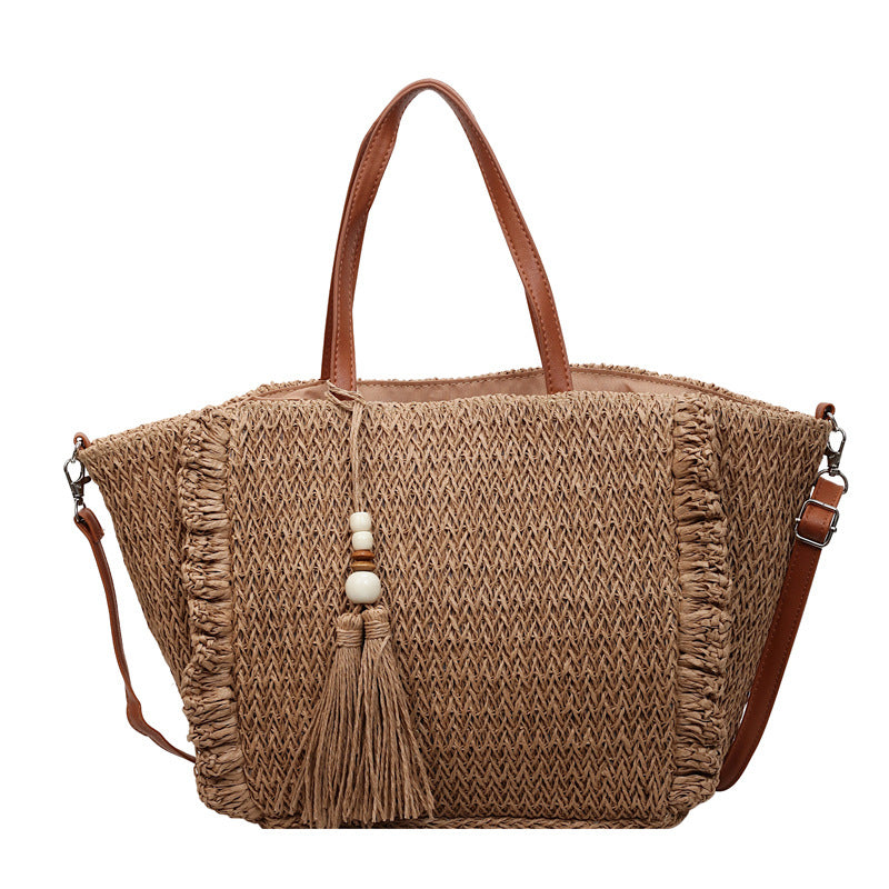 Woven Seaside Vacation Large Capacity Commuter Beach Summer Women's Shoulder Bag