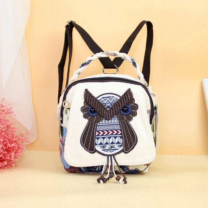 Hand-woven Owl Fresh Portable Fabric Ethnic Women's Messenger Bag