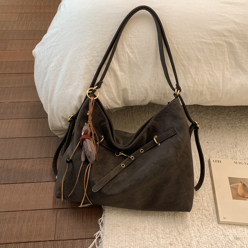 Women's Korean Retro Soft Leather Large Capacity Tote Bag