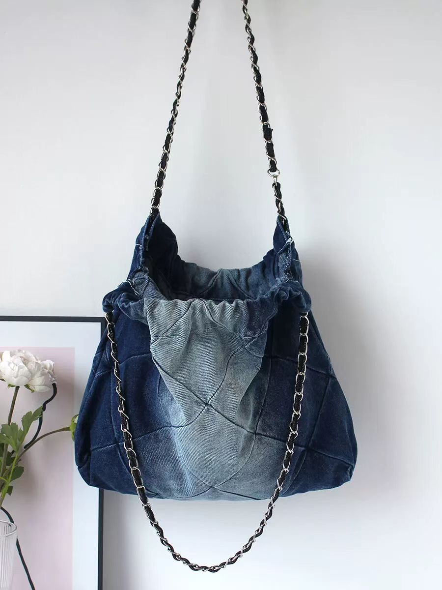 Classic Style Denim Chain Garbage Large Capacity Women's Shoulder Bag