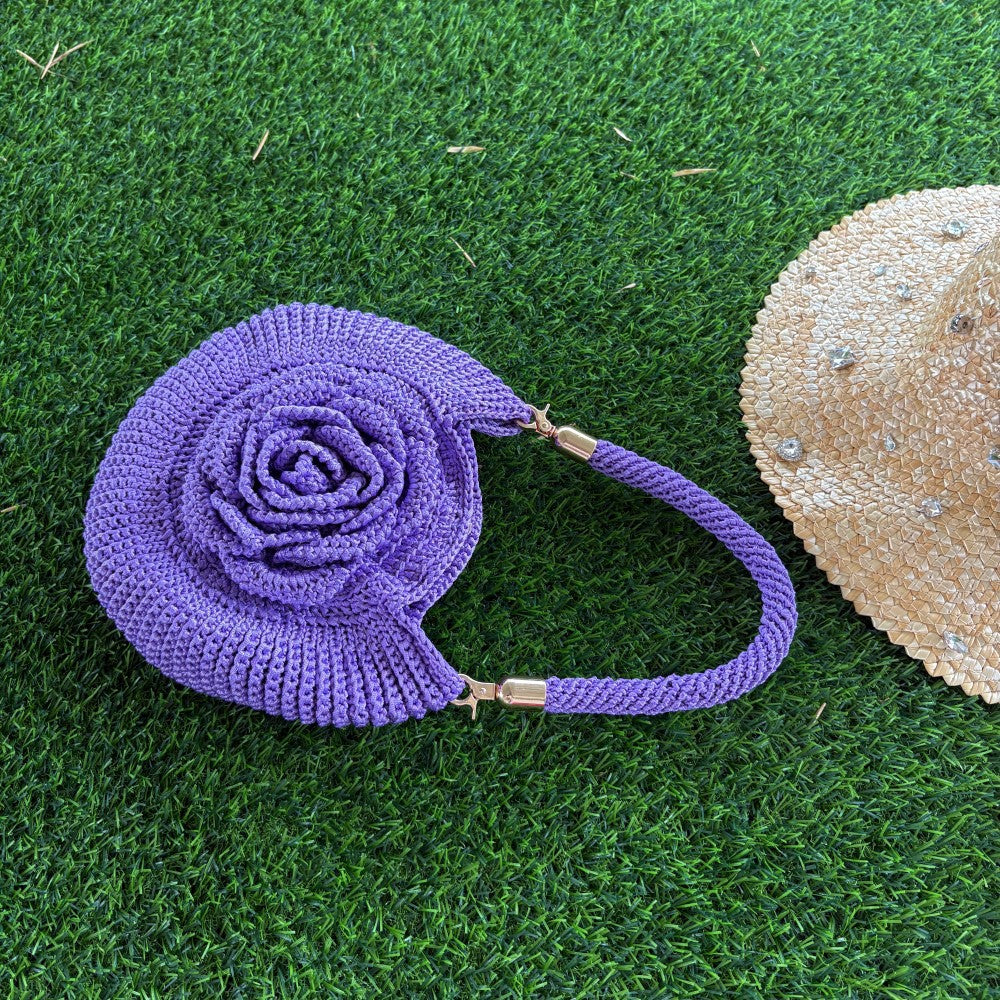Fashionable Hand-woven Flower Pastoral Picnic Style Design Simple Women's Handbag