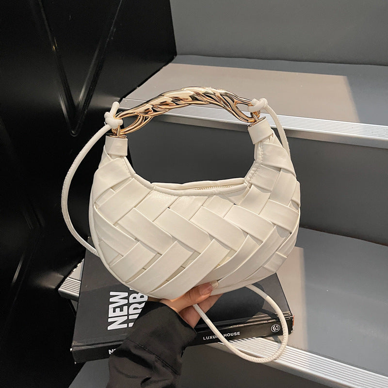 Light Luxury Portable Moon Fashion Woven Suede Versatile High Shoulder Bags