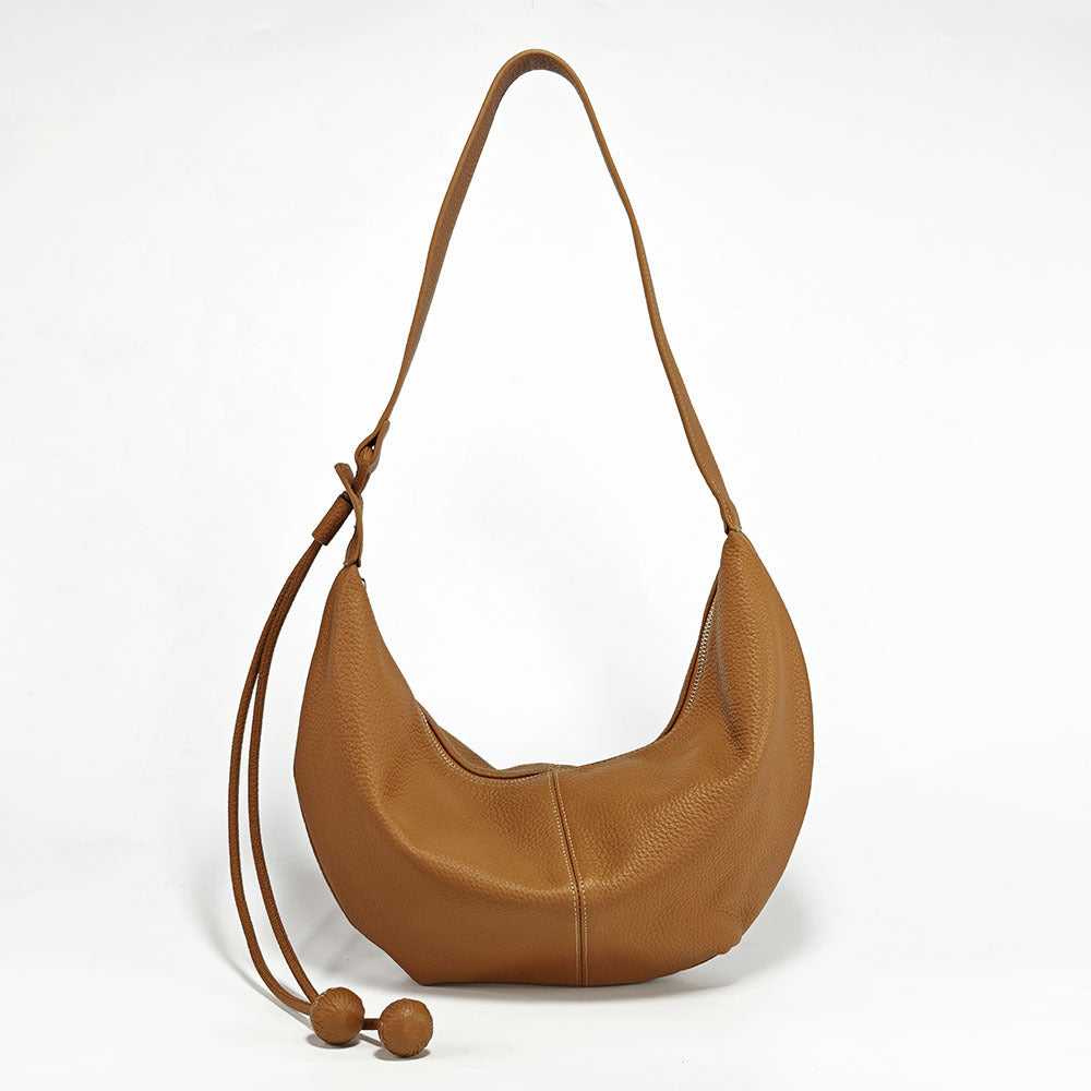 Women's Cowhide Niche Large Capacity Crescent Dumpling Bags