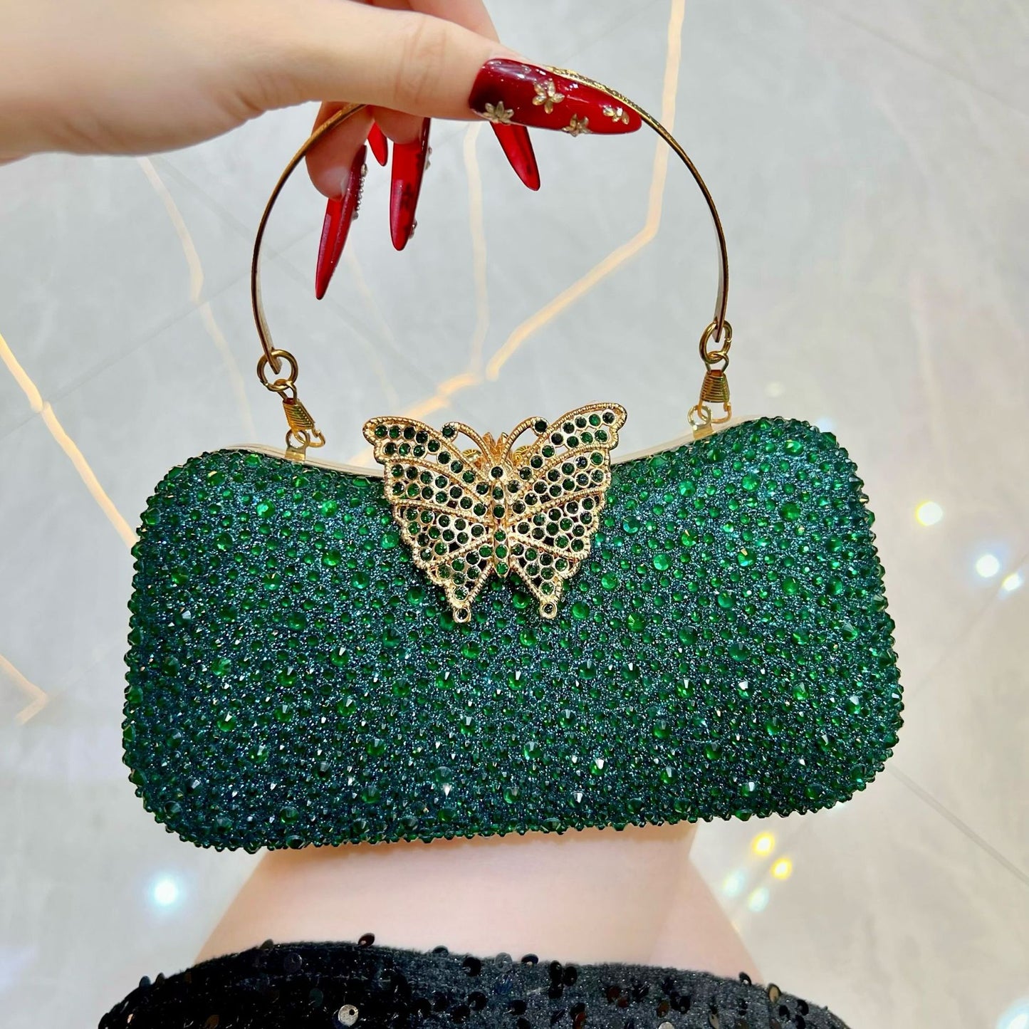 Women's Elegant Diamond Fashion Clutch Exquisite Chain Dinner Bag