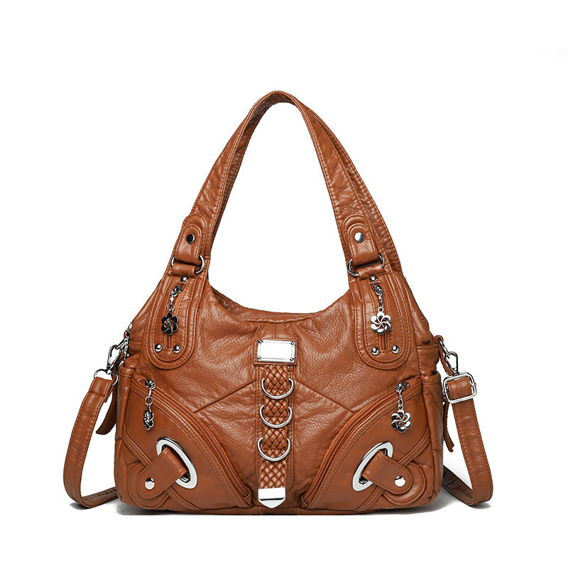 Women's Retro Trendy Large Capacity Motorcycle Women's Shoulder Bag