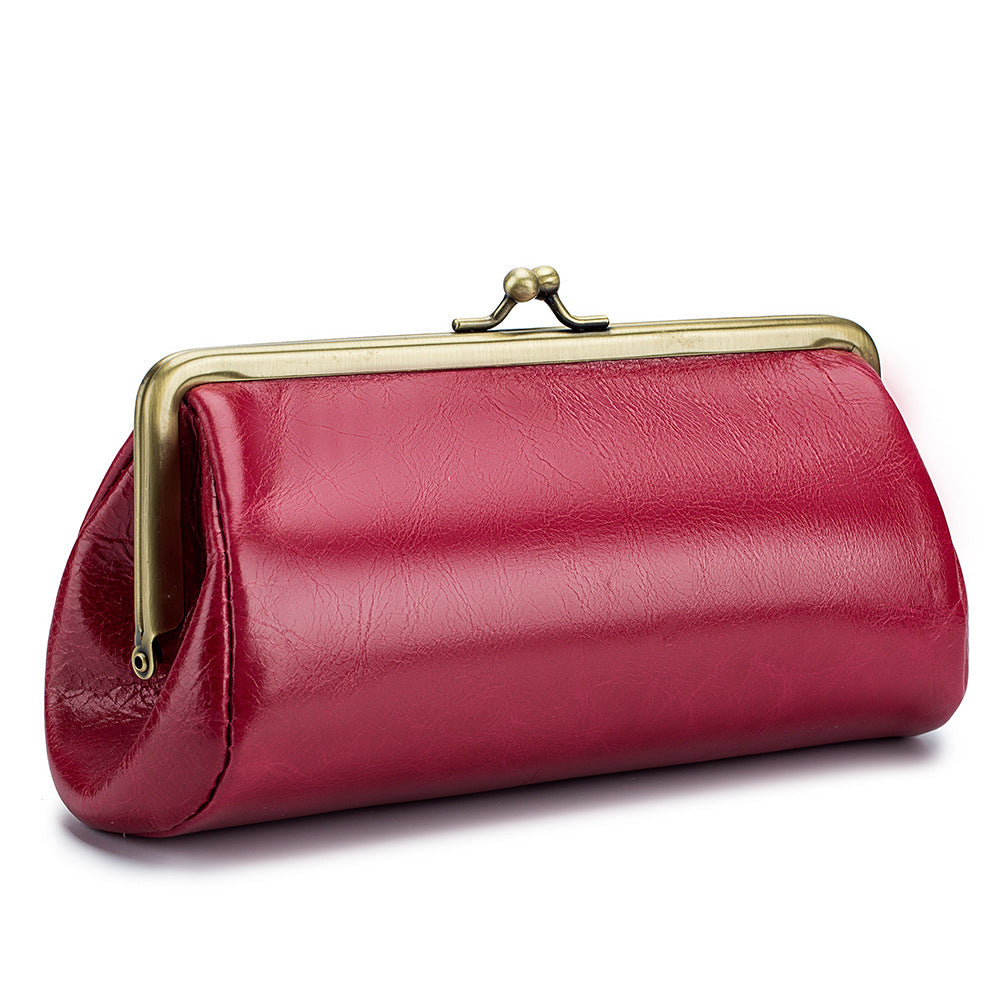 Genuine Leather Retro Design Advanced Sense Elegant Clutch Creative Storage Bags