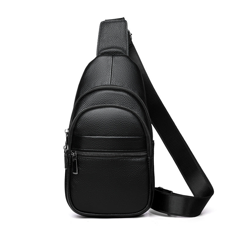 Men's Leather Leisure Fashion Trendy Cowhide Large Men's Chest Bag