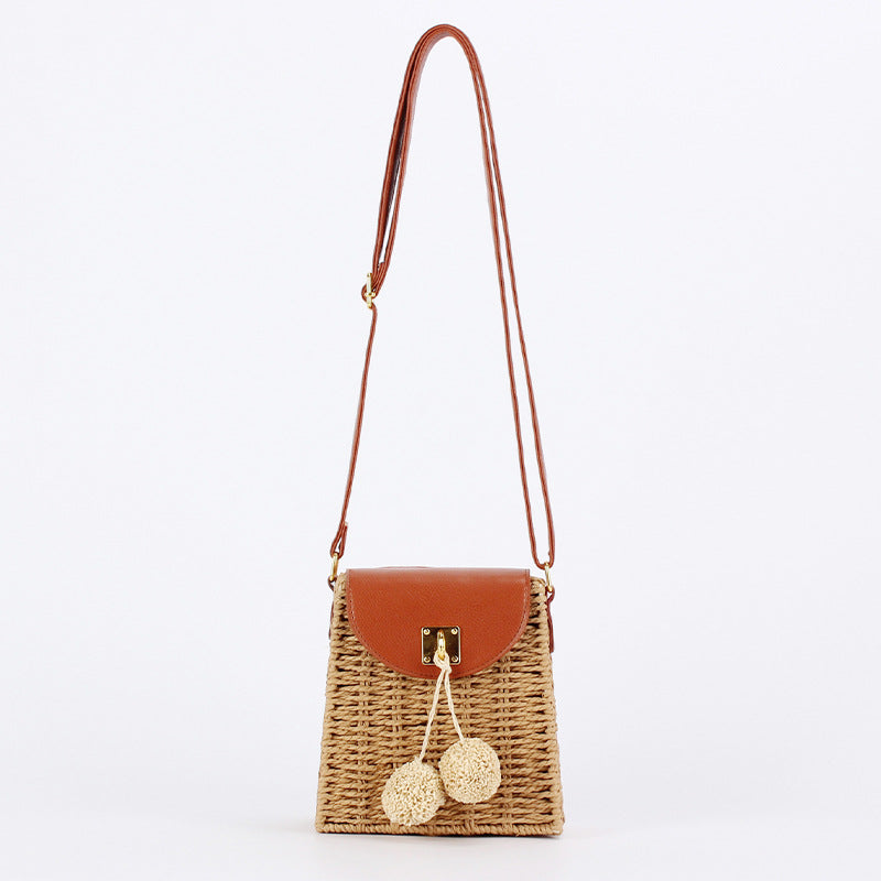Retro Paper String Ball Woven Beach Vacation Leisure Simple Women's Messenger Bag