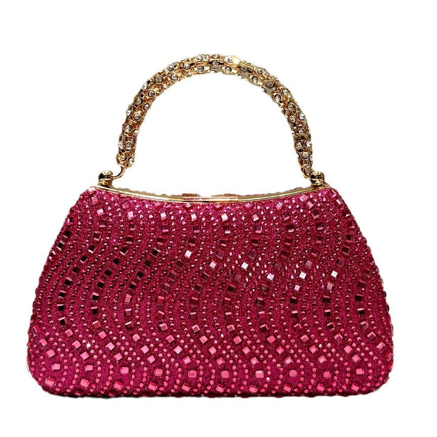 Women's Red Shiny Gorgeous Rhinestone Ornament Fashion Dinner Bag