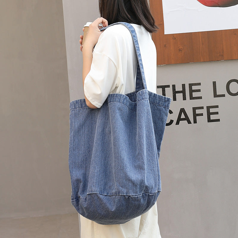 Women's Leisure Artistic Denim Versatile Vintage Wash Fashion Canvas Shoulder Bags