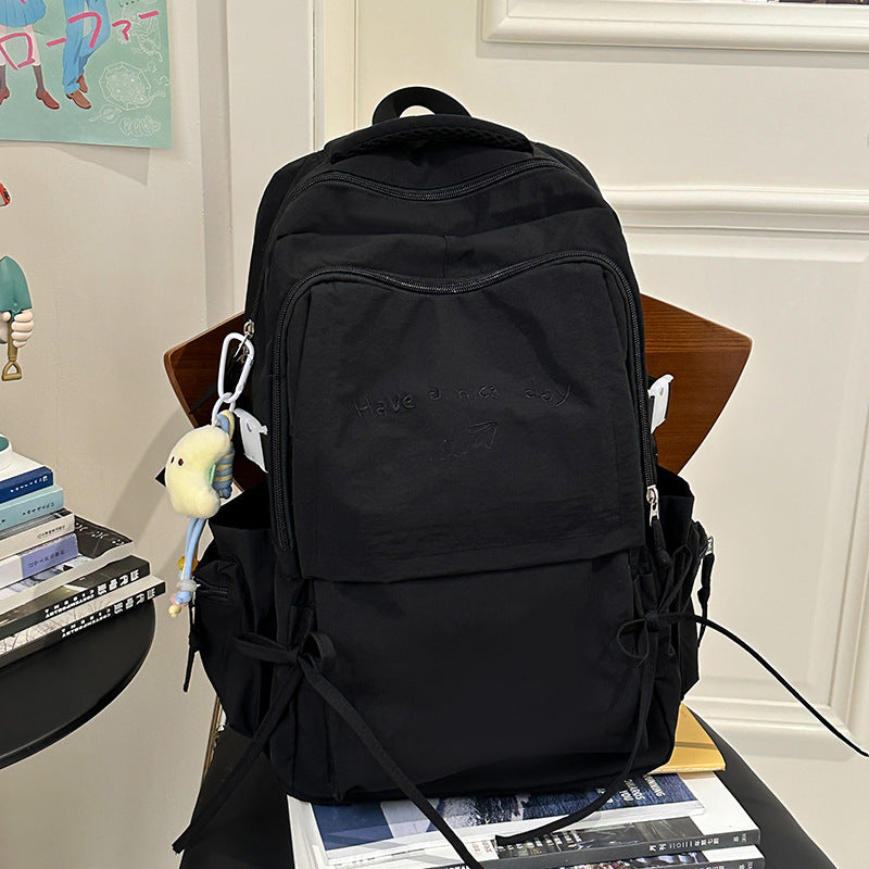 Women's Large Capacity Solid Color Simple Junior College Student Schoolbag