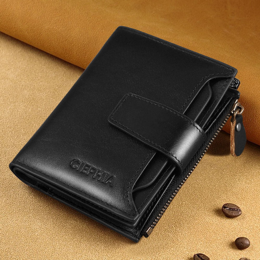 Innovative Men's Retro Leather Swiping Zipper Men's Wallet