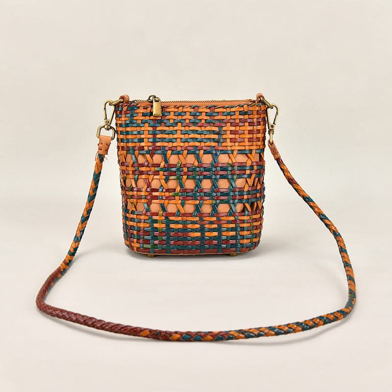 Genuine Leather Fashion Color Vegetable Basket Korean Style Bags