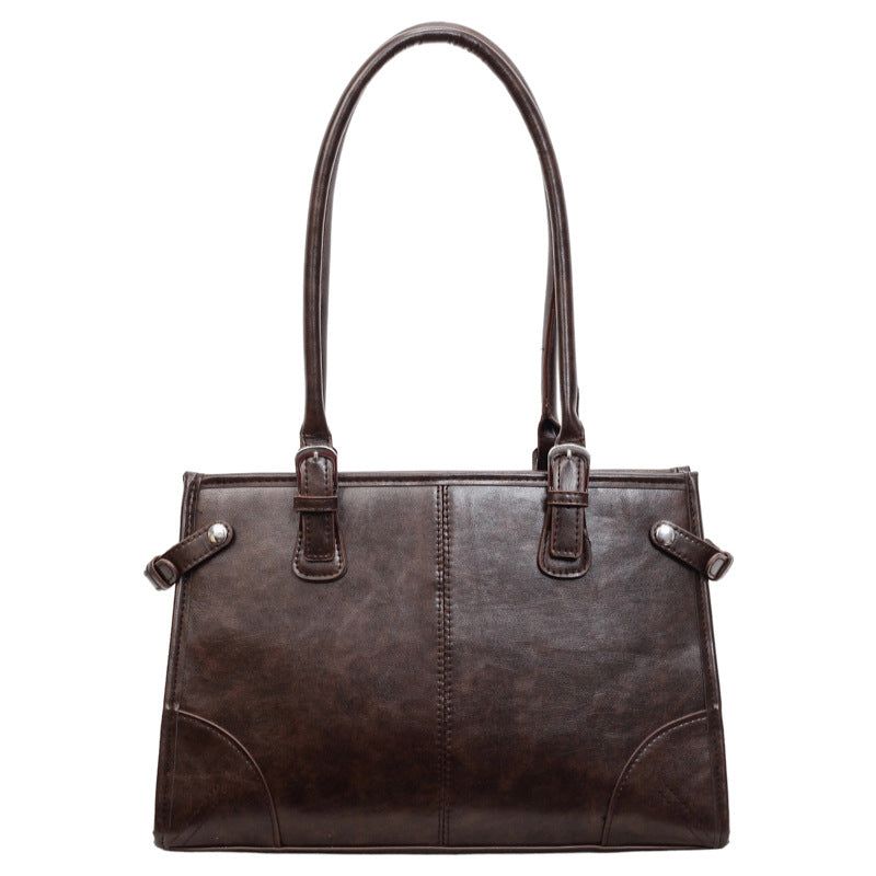 Women's Retro Large Capacity Solid Color Fashion Deerskin Veet Pendant Portable Women's Shoulder Bag