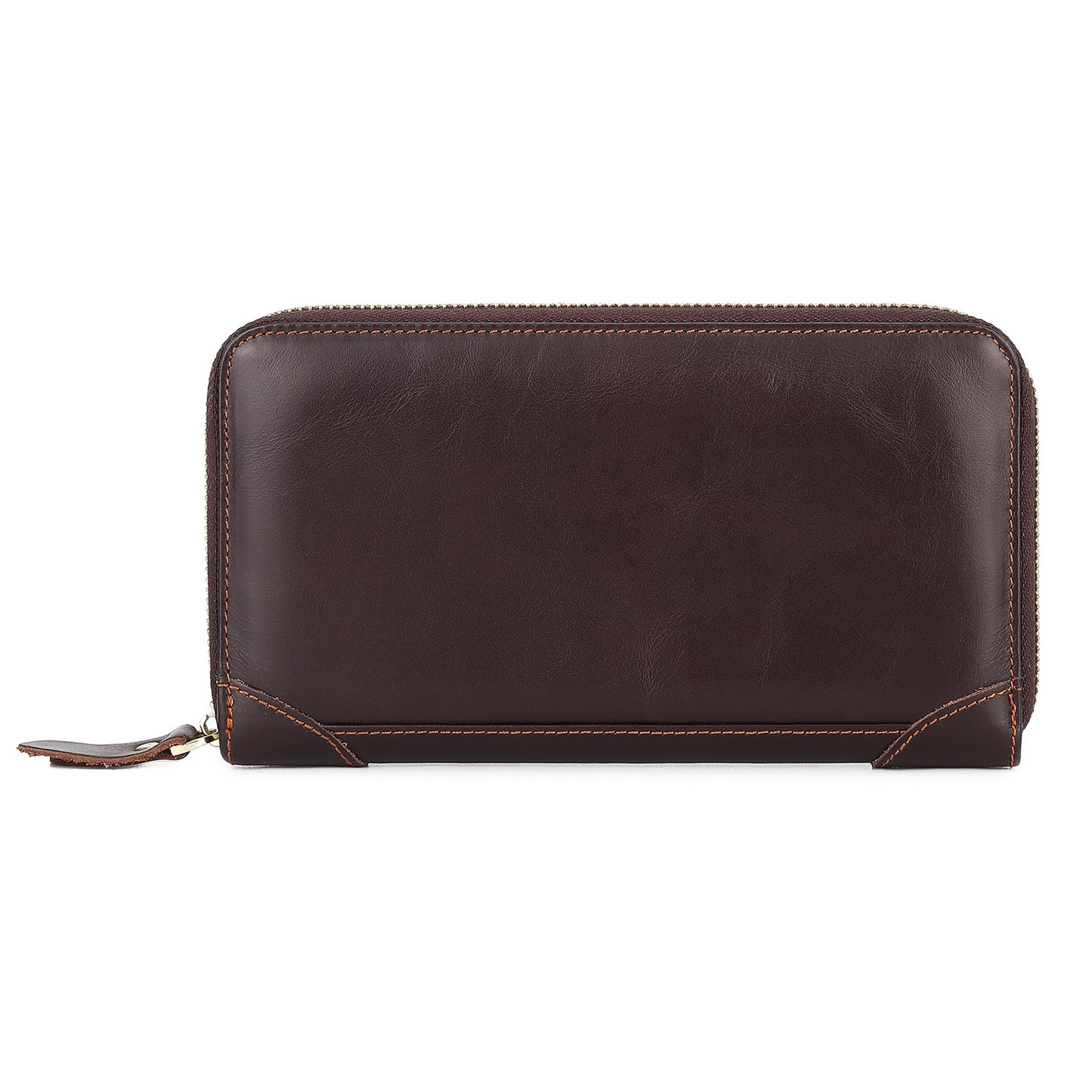 First Layer Long Cowhide Zipper Single Leather Fashion Men's Clutch