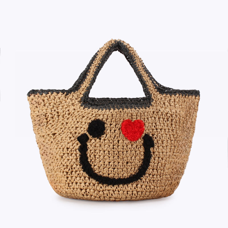 Women's Smiley Face Woven Daily Simplicity Seaside Vacation Women's Handbag