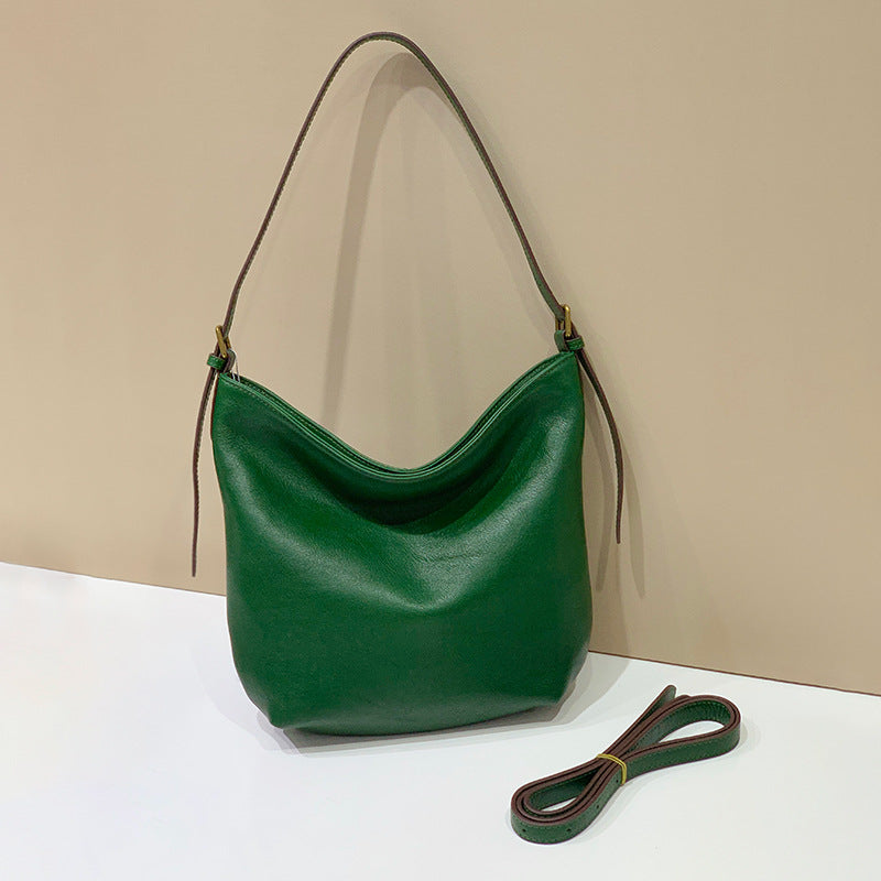 First Layer Cowhide Dumpling Genuine Leather Fashion Simple Large Women's Messenger Bag