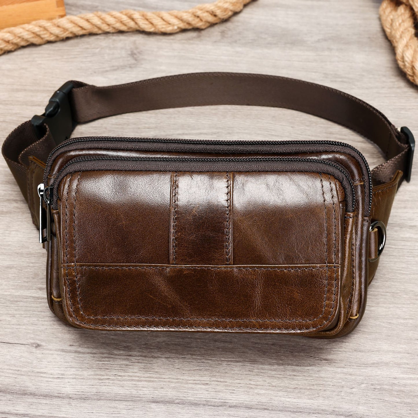 Men's Genuine Leather First Layer Cowhide Slanted Bags