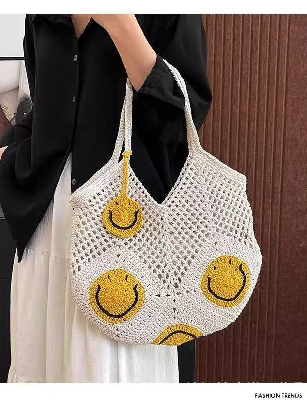 Women's Mori Style Jacquard Wool Hollow Knitted Beach Women's Shoulder Bag