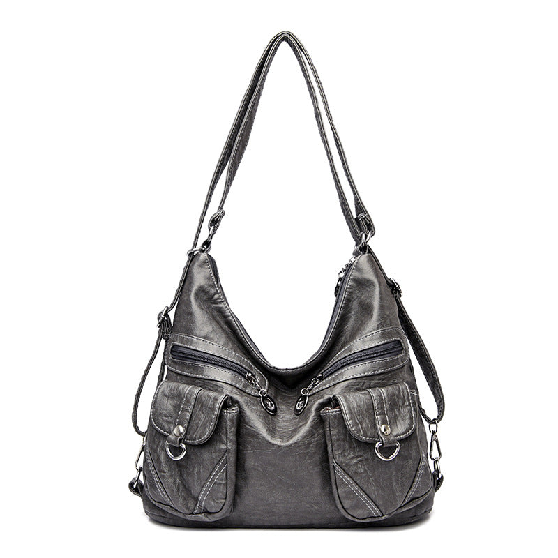 Women's Design Retro Large Capacity Washing Soft Shoulder Bags