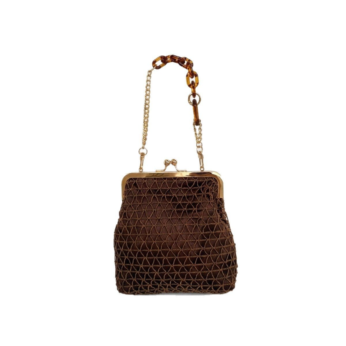 Fishnet Silk Clip With Acrylic Portable Female Dinner Bag