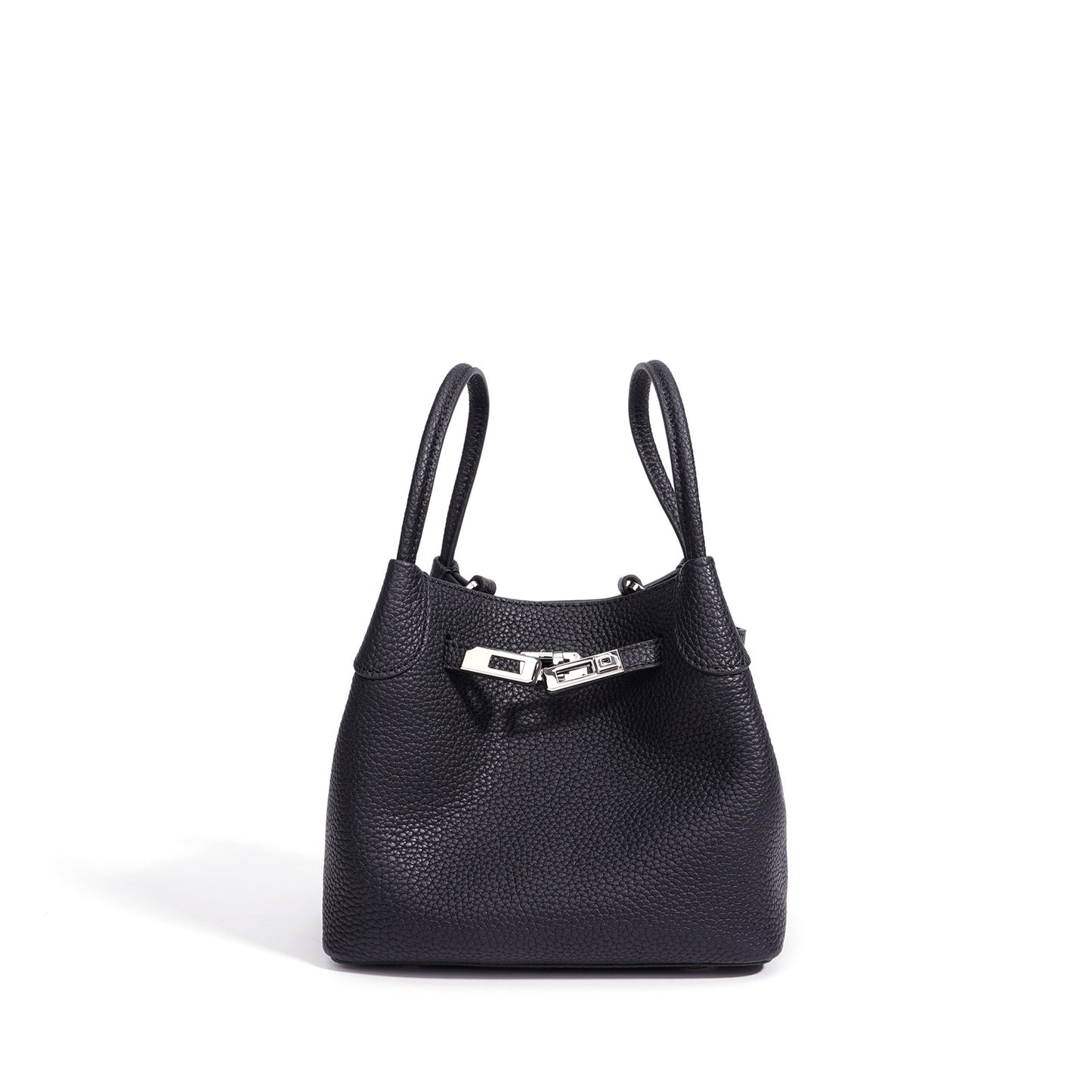 Women's Morning Vegetable Basket Genuine Leather Underarm Commuting Bucket Bags