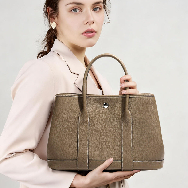 Women's Layer Cowhide Garden Portable Versatile Simple Big Women's Handbag