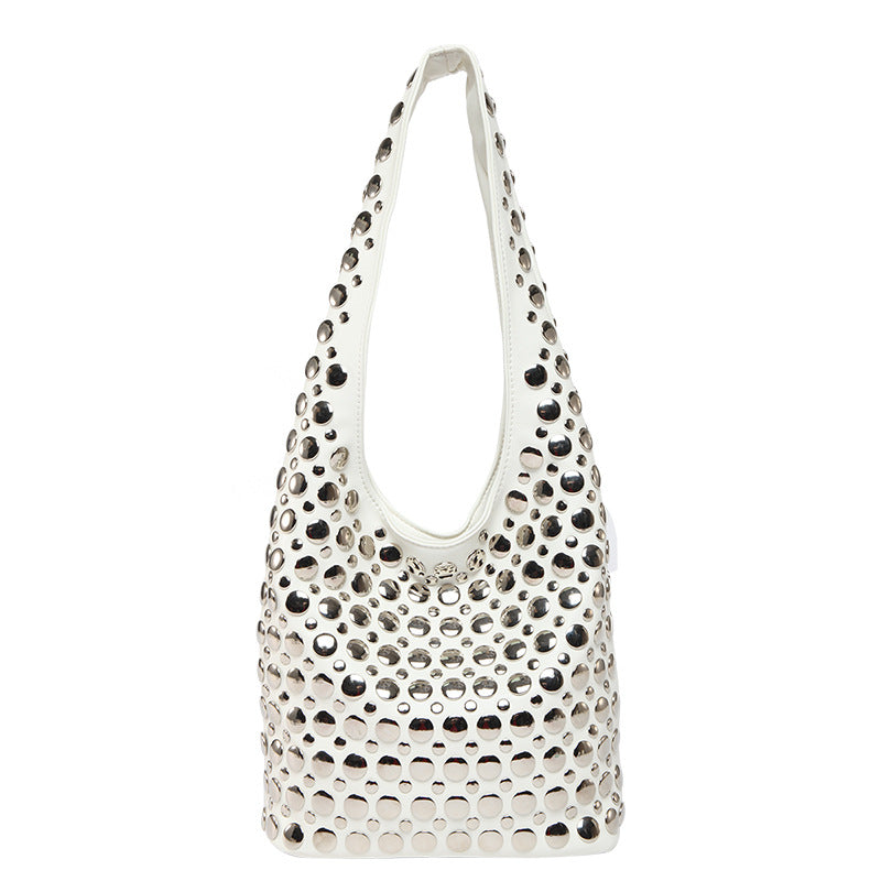 Women's Punk Style Rivet Inlaid Leopard Print Shoulder Bags
