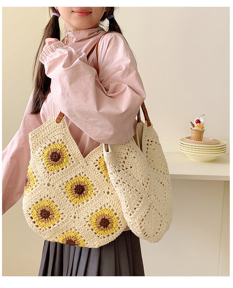 Women's Summer Hand-woven Fashionable Knitted Commuter Versatile Large Women's Shoulder Bag