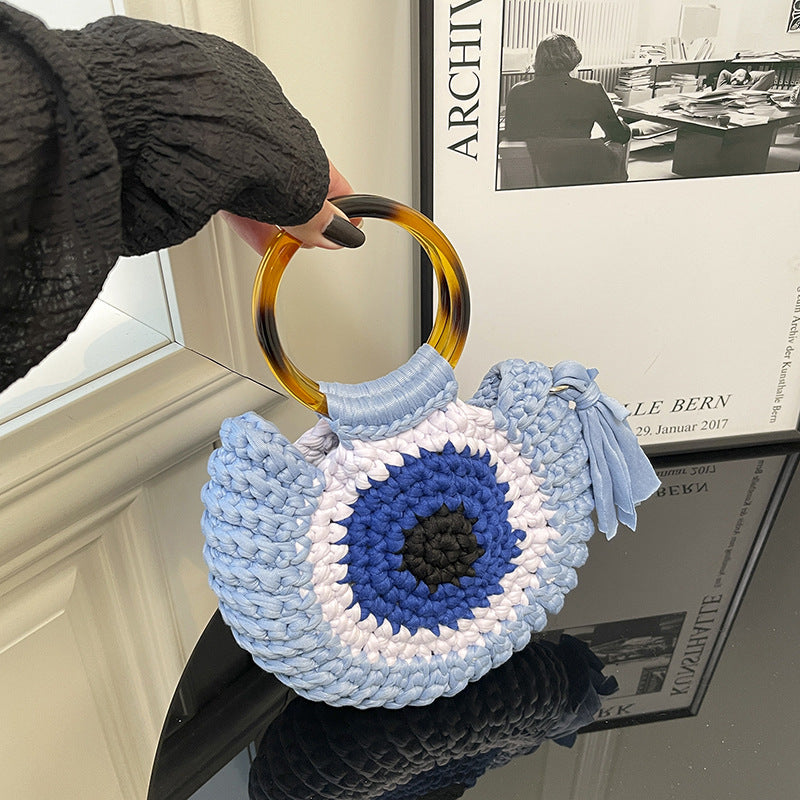 Creative Strip Thread Woven Large Capacity Big Eye Monster Vacation Bags