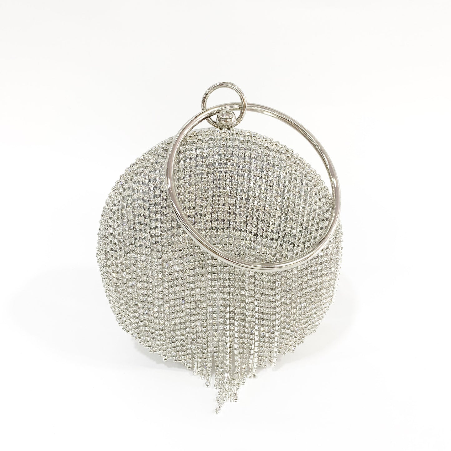 Women's Rhinestone Tassel Round Party Dress Clutch Evening Bags