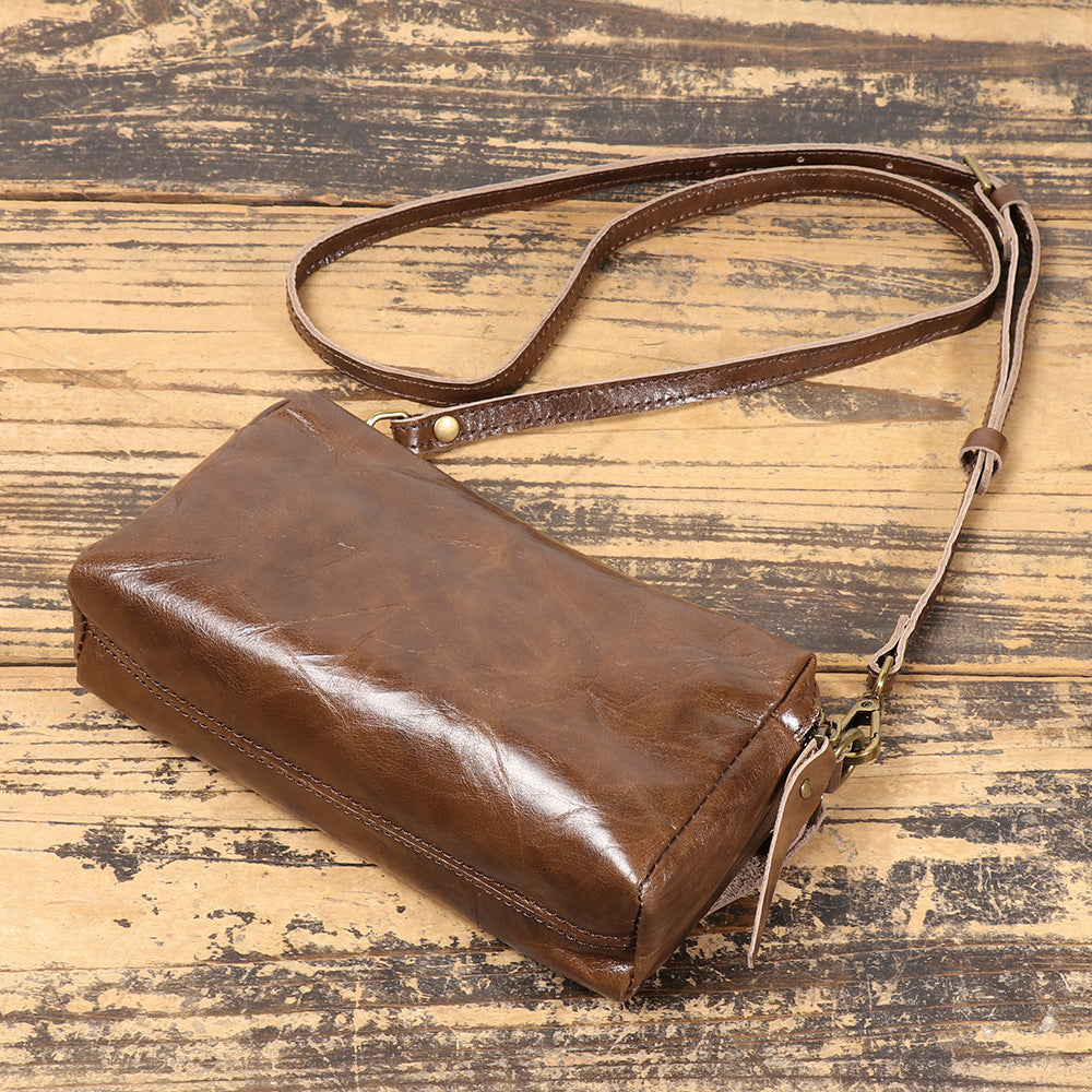 Women's Trendy Genuine Leather First Layer Exquisite High-grade Small Square Bags