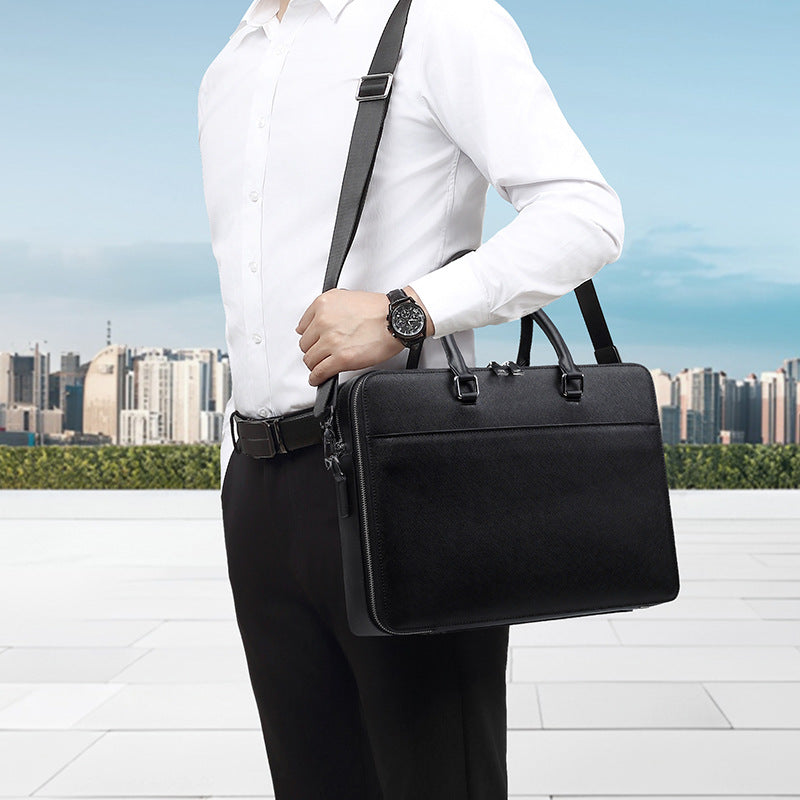 Men's Large Capacity Business Cow Leather Computer Men's Tote