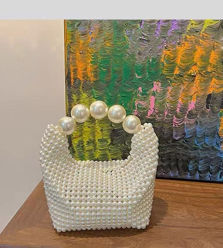 High-grade French Hand-woven Fairy Temperamental Beaded Pearl Women's Messenger Bag