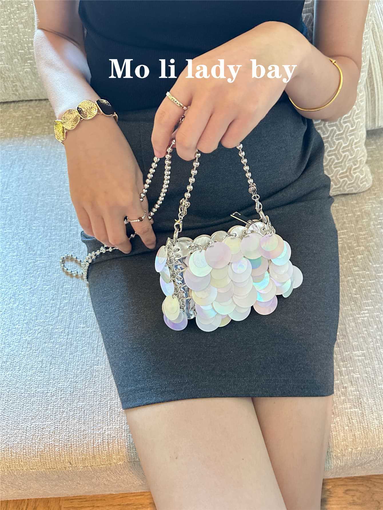 Style Sequin Metal Design Handmade Tide Women's Messenger Bag
